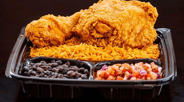 Rice, Bean & Salsa Combo Plate.