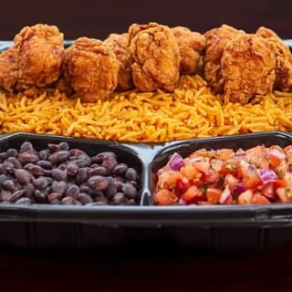 Popcorn Chicken with Rice, Bean & Salsa