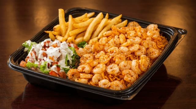 Grilled Shrimp Over Rice.