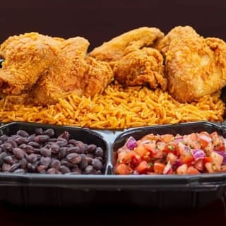 Wings with Rice, Bean & Salsa