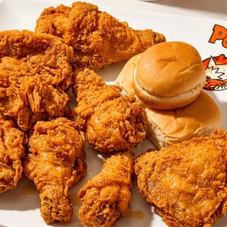 Fried Chicken with Dinner Rolls