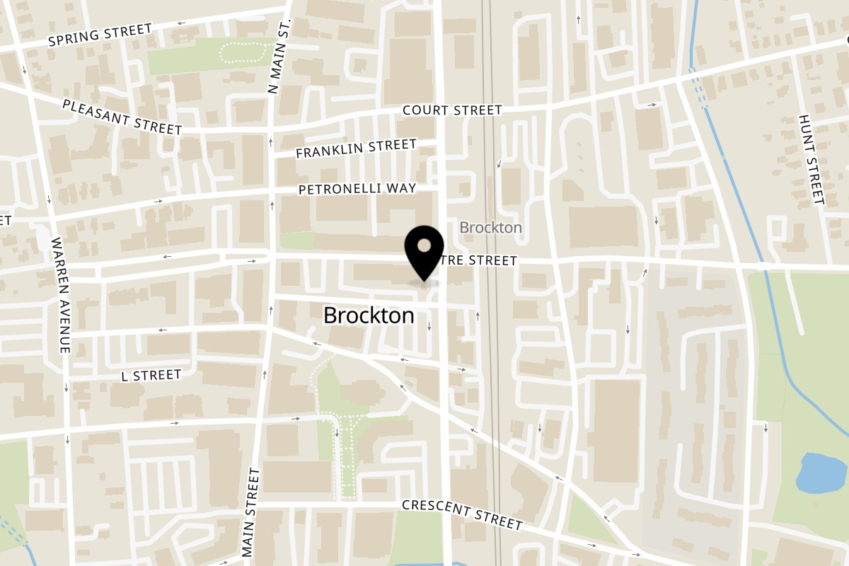 Map showing the location of BFC: Boston Fried Chicken & Burritos Brockton Montello Street on 95 Montello St in Brockton