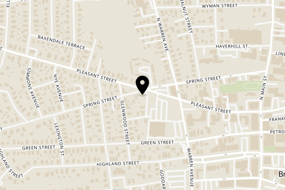 Map showing the location of BFC: Boston Fried Chicken & Burritos Brockton Pleasant Street on 168 Pleasant St in Brockton